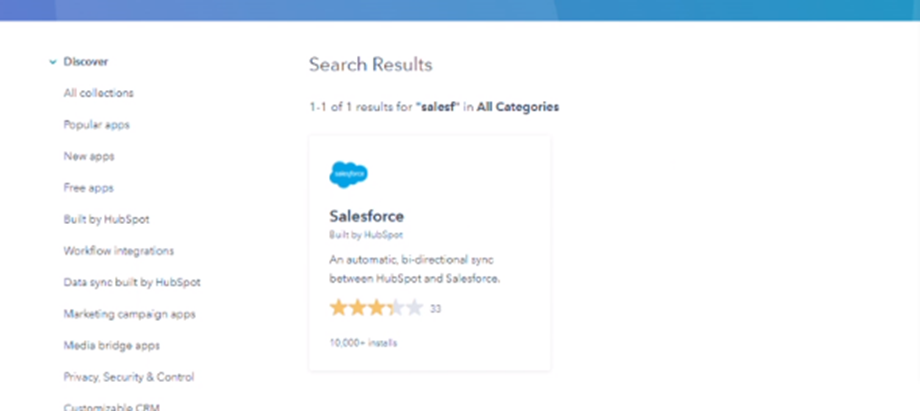 Salesforce shown in the App marketplace